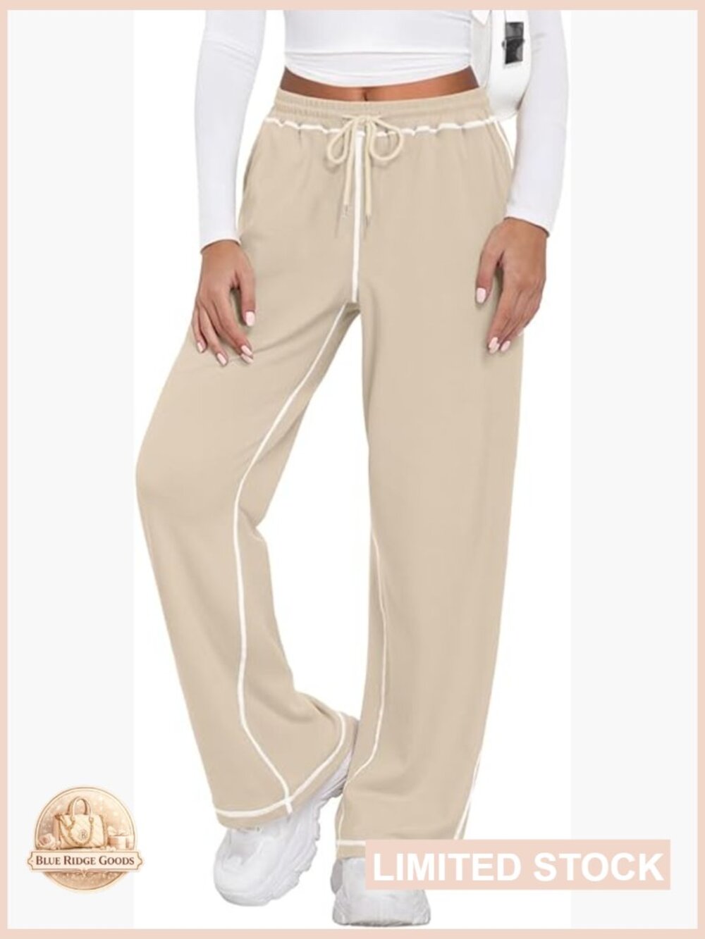 Wide Leg Sweatpants Women Soft Baggy High Waisted Jogger with Pockets Casual